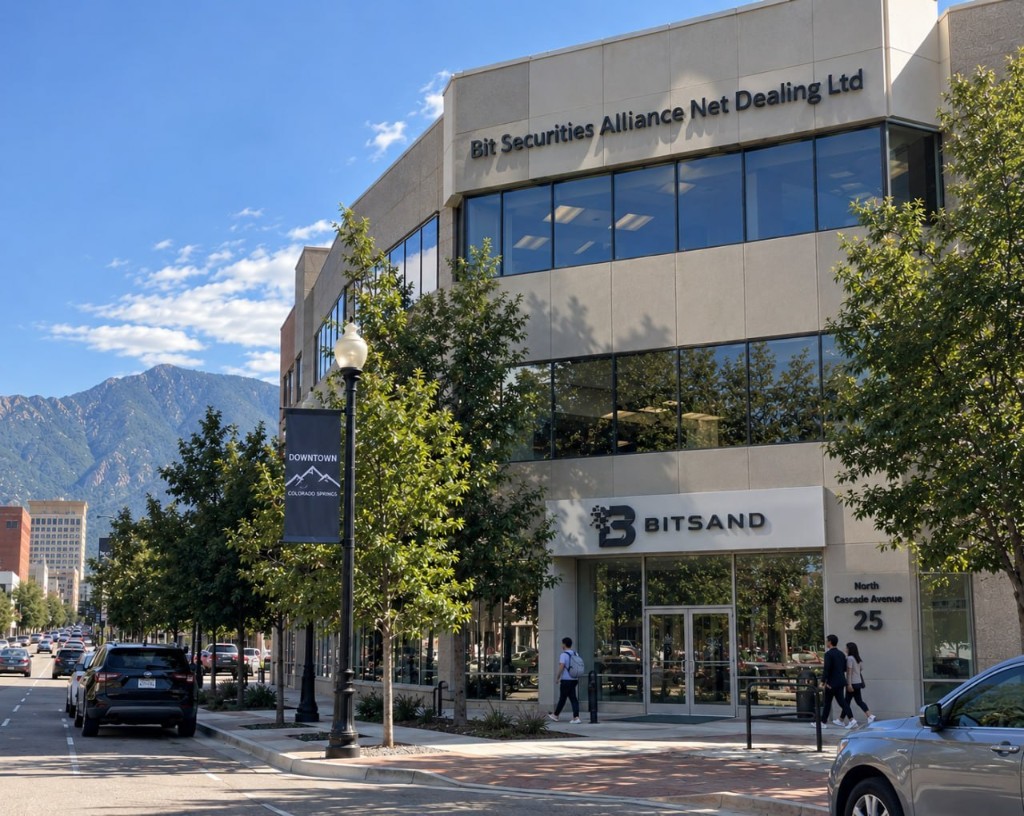 Le siège de Bit Securities Alliance Net Dealing Ltd (BITSAND), 25 North Cascade Avenue, Colorado Springs.